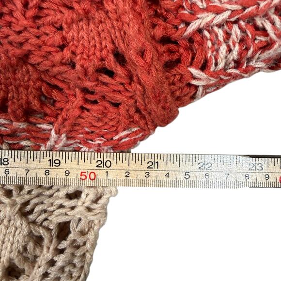 POL Crochet Open Knit Sweater | Rust Beige Olive Color block Boho | Medium - Picture 8 of 11
